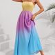 Color Block Tie Shoulder Smocked Maxi Dress