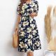 Floral Collared Neck Tiered Midi Dress