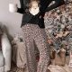 Leopard Christmas Santa Claus Leopard Print Two Piece Lounge Set