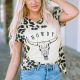 Leopard HOWDY Steer Head Leopard Bleached Crewneck T Shirt