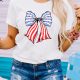 Patriotic Bowknot Stripes and Stars Graphic Tee