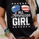 Patriotic Glasses Patterned Graphic Tee for Independence Day